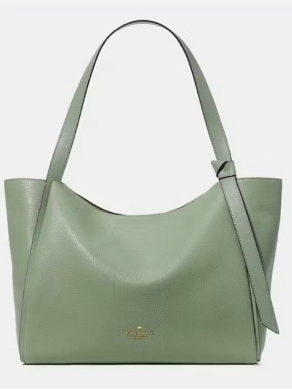 kate spade Balsam Green Pebbled Leather Knott Shoulder Tote NWT